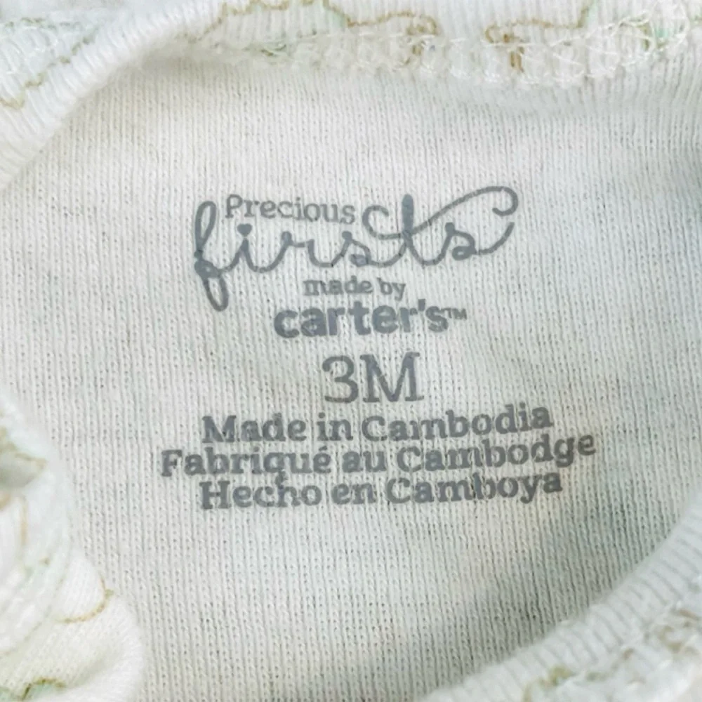 CARTER’S • Precious Firsts White/Cream Elephant Print Bodysuit Onesie, 3M